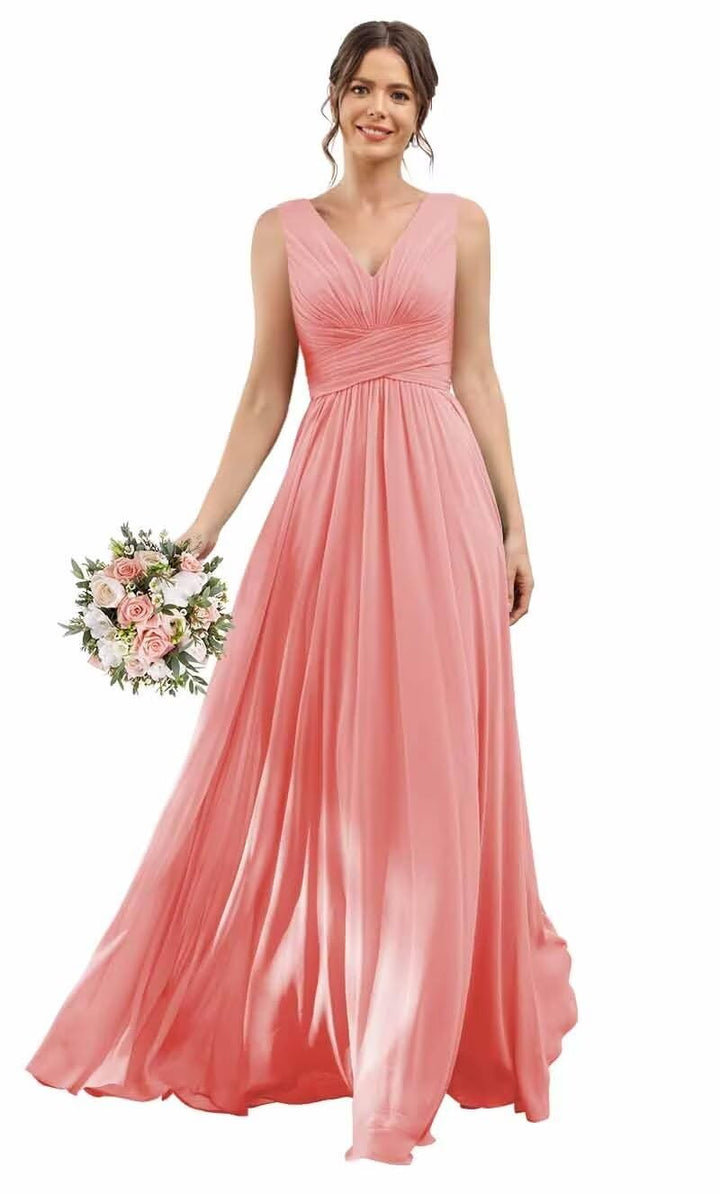 V-Neck Floor-Length Chiffon Bridesmaid Dress With Ruffle ONTOEFY V-Neck Floor-Length Chiffon Bridesmaid Dress With Ruffle ONTOEFY