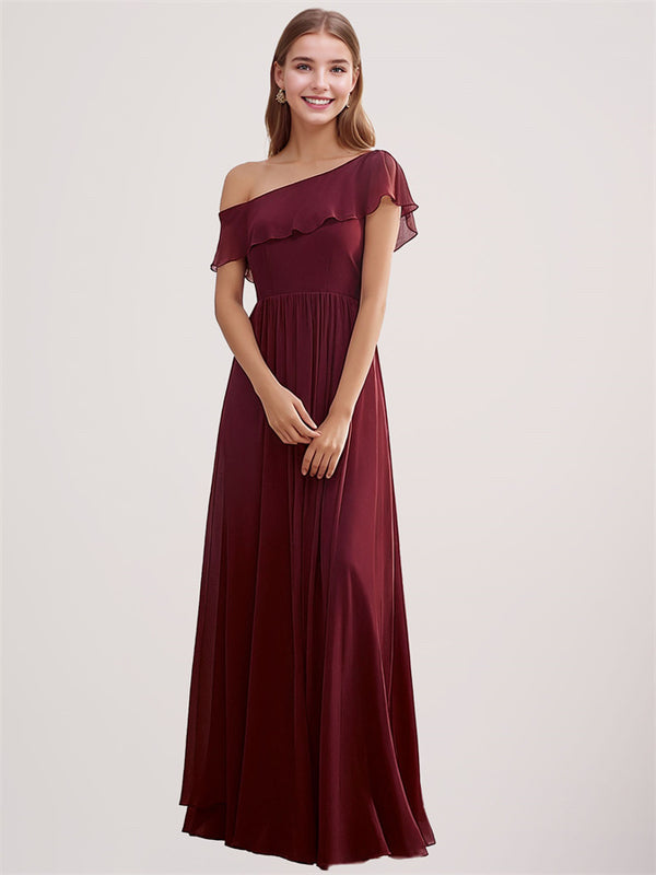 Off Shoulder High Low Chiffon Bridesmaid Dresses